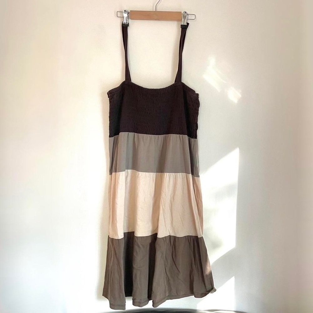 gradient brown fairy skater dress with ribbed tank top